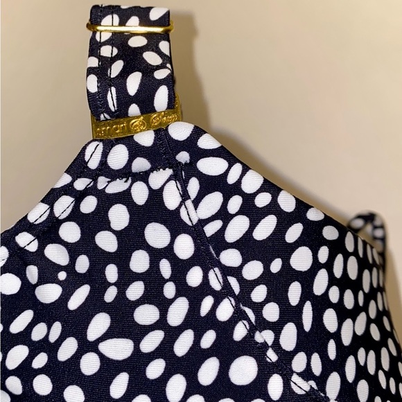 NWT 36D Smart & Sexy Bikini Top Swim Longline Adj Top Black White Polka Dots New - Picture 6 of 16
